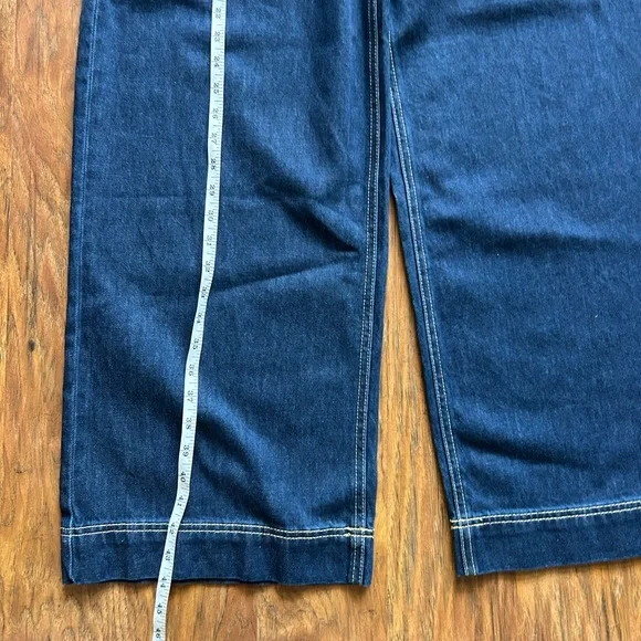 Wide Leg Jeans with Adjustable Tie Waist Loose Fitting  Flowy Comfy - Picture 10 of 12